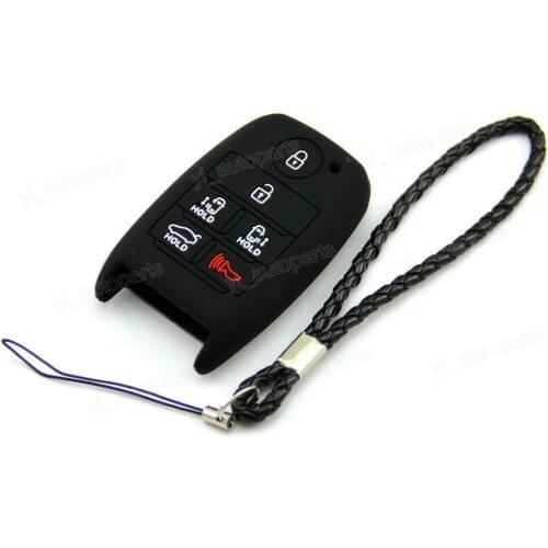 Black Silicone Case Cover Fit For Kia 6 Buttons Smart Key Sedona Van Carnival K6SMBK