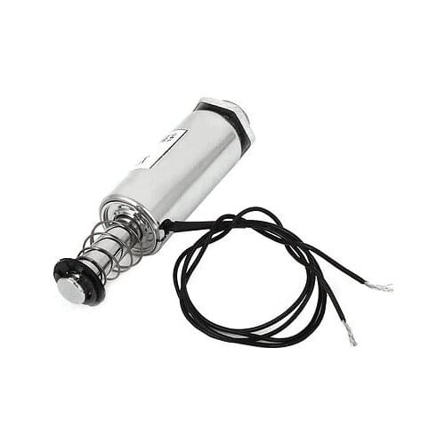 DC 12V or 24V Stroke 10mm Push Type Tubular Solenoid Electromagnet w Spring Return XRN-19*42TL