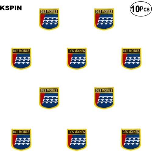 Des Moines Flag Embroidery Patches Iron on Saw on Transfer patches Sewing Applications for Clothes in Home&Garden
