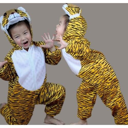 Umorden Children Kids Girl Boy Cartoon Animals Costumes Performance Suit Tiger Childrens Day Halloween Costumes Jumpsuit
