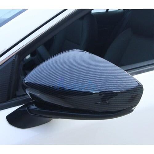 For Mazda 3 M3 Axela 2020 Carbon Fiber Look Rearview Mirror Cover Side Wing Cap Shell Case Moulding Trims Car Accessories
