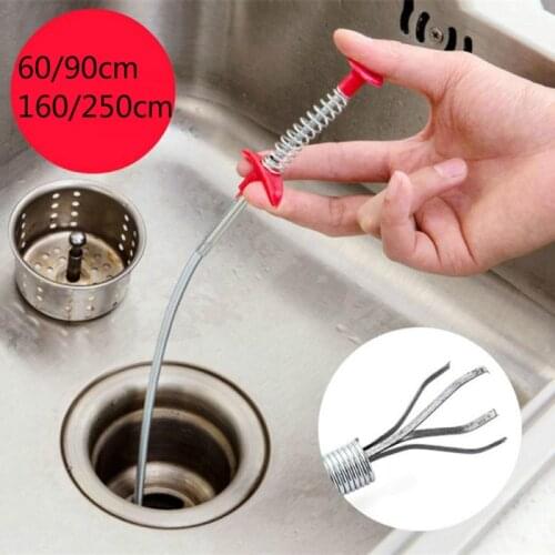 Drain Sewer Dredge Pipeline Hook Stainless Steel Sink Drain Blockades Clip Cleaner Bendable Cleaning Tools Home Kitchen Bathroom