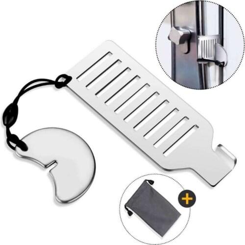Stainless Steel Punch-free Door Locks Anti-theft Door Stop Portable Stopper Door Lock for Travel Hotel Motel Dormitory