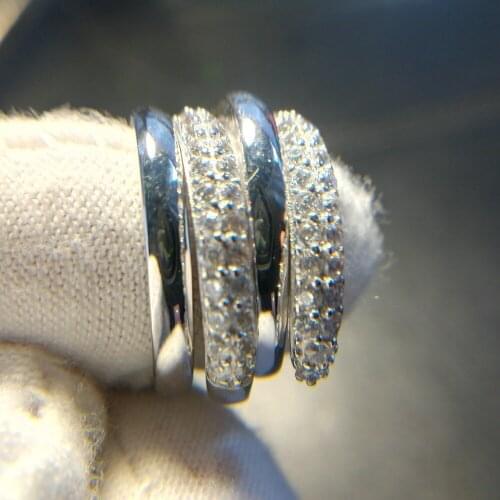 Eleple Open ring sets White Gold color cubic zirconia Multifunctional Rings For women engagement Wedding bands Jewelry VSR233