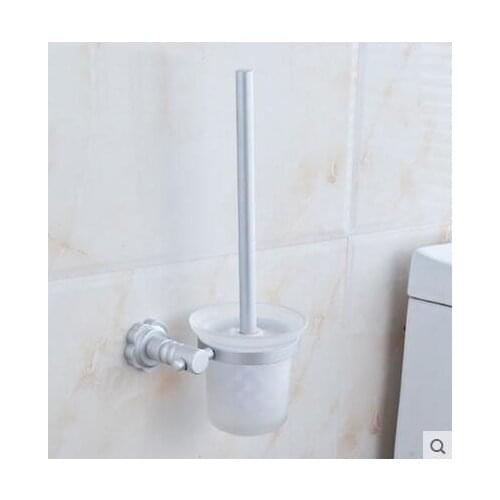 Space Aluminum toilet bowl cleaning appliance, Wall mounted toilet brush holders, Sliver toilet brush holders set, Free Shipping