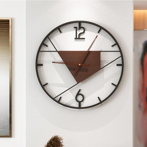 Creative Simple Wall Clock Art Wall Hanging Decoration Silent Iron Wood Wall Clock Nordic Modern Home Living Room Decor