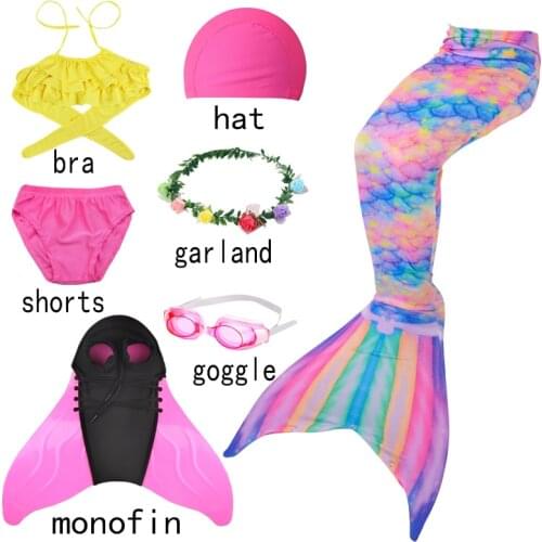 Summer Children Swimming Suit 3pcs Mermaid Tails Swimsuit Costume Clothes Party Bikinigirl Sets For Girls Kids Dress