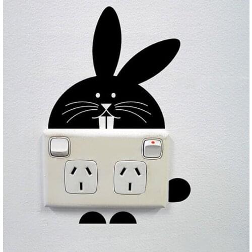 Cute Rabbit Art Switch Sticker Living room Bedroom Decorative Wall Stickers Vinyl Waterproof Murals JG1408