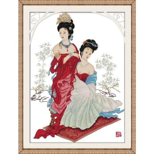 Joy Sunday Stamped Printed Bathing Beauty Cross Stitch Kit Needlework Crafts 14CT Counted Pattern Embroidery Set Gift Home Decor