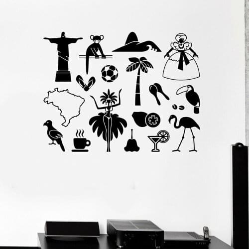 Wall Decal Brazil Latin America Attractions Travel Art Vinyl Door Window Stickers Refrigerator Decals Bedroom Home Decor M941