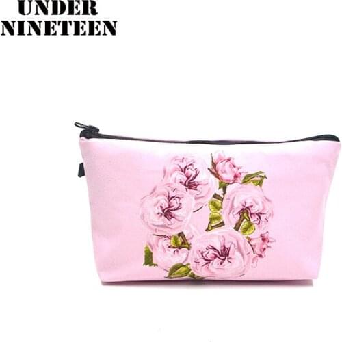Under Nineteen 2019 New Women Flower Make Up Bags Large Capacity Cosmetic Bags Neceser Travel Toiletry Bag Organizer Pouch Gifts