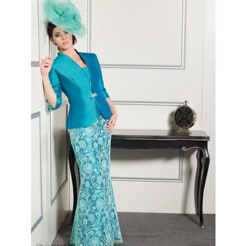 New Arrival 2016 Lace Three Quarter Sleeve Mother of the Bride Dresses With Jacket Designer Gorgeous Godmother Suits Madrinha