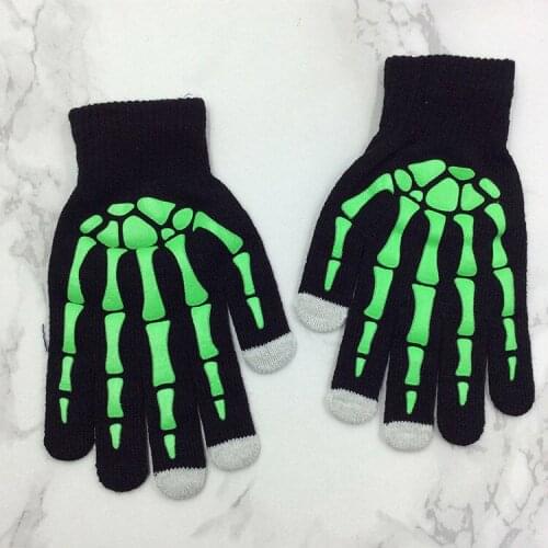 Touch screen gloves winter students hand socks thin warm wool knitting couple gloves ghost claw pattern human skeleton pattern