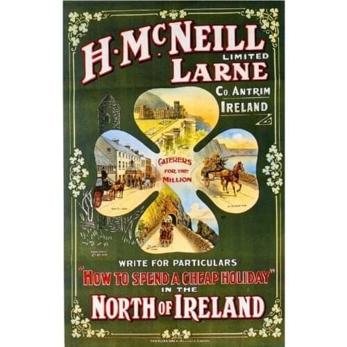 Personalized Workshop Sign 1900s H.McNeill Limited North of Ireland Art Travel Advertisement Poster Print Metal Tin Sign