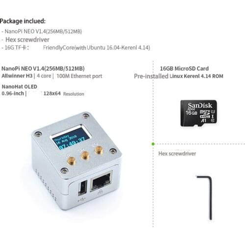 NanoPi NEO/NEO2 All-Aluminum Heat-dissipating Metal Shell Kit With OLED Screen Running Ubuntu