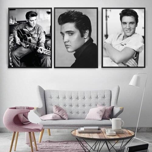 Poster Elvis Presley HD Black and White Picture New House Gift Star Musician Canvas Painting Living Room Decoration Wall Art