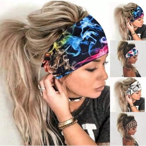Hot Sale Bohemia Headpiece Women Stretch Running Wide Headwrap Yoga Bandage Hair Bands Headband for Girl Scarf Headwear