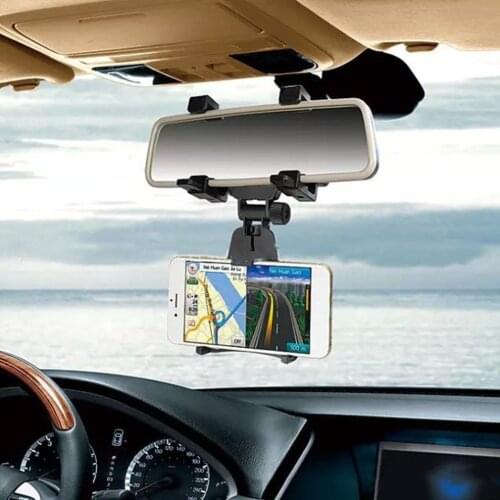 Adjustable Car Auto Rearview Mirror Mount Cell Phone Holder Bracket Stands For Samsung Huawei Xiaomi iPhone X 7 Mobile Phone GPS