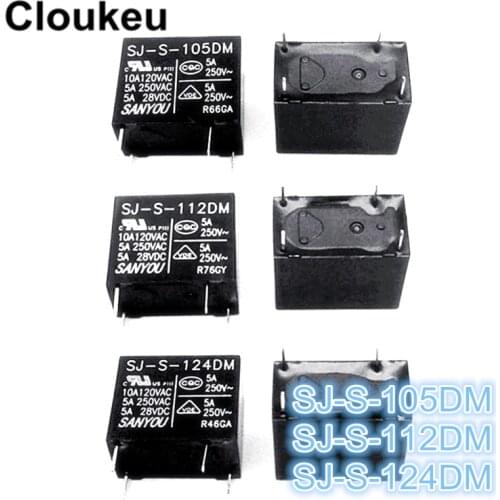 2Pcs Relay DIP4 SJ-S- 105DM 112DM 124DM 5V 12V 24V 5A