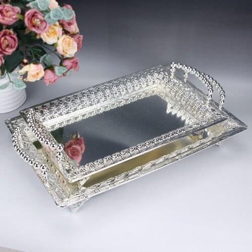 Silver Tray High-end Fruit Plate Bar Hotel Retro Court Tray Food Tray Trinket Tray