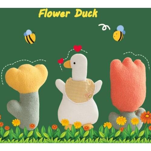 Kawaii Tulip Plush Pillow Bedroom Decoration Flower Pillow Cute Apron Duck Stuffed Animals Plush Toys Baby Soothing Sleep Toy