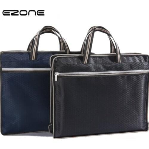 EZONE Waterproof File Bag Oxford Cloth Double Zipper Business Meeting File Bag Rhombus Widened Folder Office File Organized