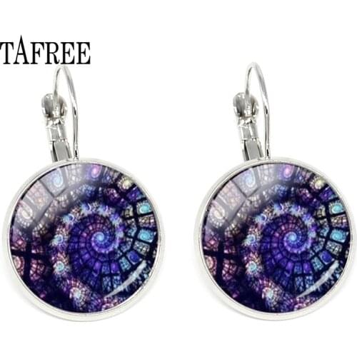 TTAFREE Spiral Henna Mandala Clip Earrings Fashion Classic Budddhist Sacred Geometry Earring For Women Yoga Jewelry HN498