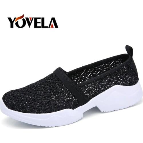 Autumn Women Casual Sneakers Mesh Flats Shoes Woman Loafers Breathable Comfortable Flying Weaving Slip-on Woman Creepers Shoes
