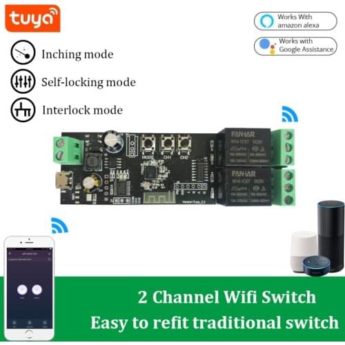 Tuya WiFi Smart Switch Relay Module 12V Timer Smart life APP Remote Control DIY inching Self-Locking Work with Alexa Google Home