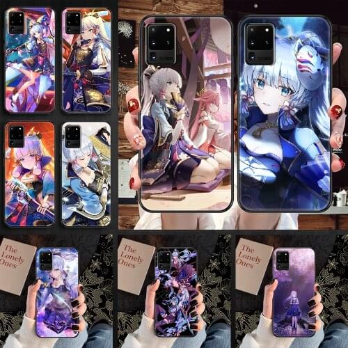 Kamisato Ayaka Genshin Impact Phone case For Samsung Galaxy Note 4 8 9 10 20 S8 S9 S10 S10E S20 Plus UITRA Ultra black silicone