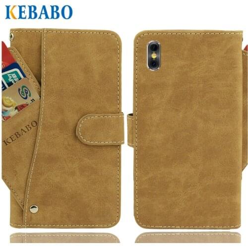 Vintage Leather Wallet DEXP B355 Case 5.45" Luxury 3 Front Card Slots Cover Magnet Stand Phone Protective Bags