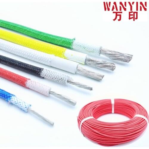 High quality Heat resistant 300°C Glass fiber braided high temperature silicone wire and cable 22AWG 0.3 mm2-9AWG 6.0 mm2