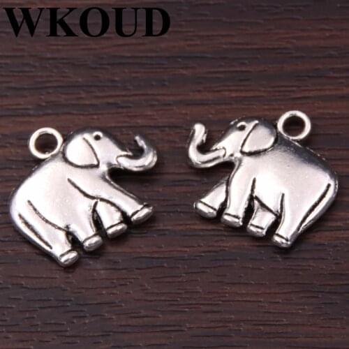 WKOUD 15pcs Silver Plated series Asian Elephant Charm Necklace Earrings Jewelry Pendant DIY Metal Jewelry Findings A224