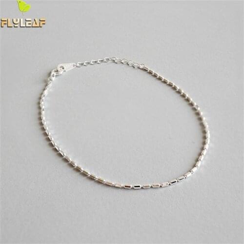 Flyleaf 925 Sterling Silver Bracelets For Women Bamboo Car Flower Bucket Shape Simple Fashion Fine Jewelry Bracelets & Bangles