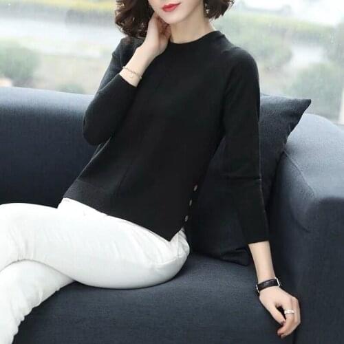 2021 New Spring Autumn Women Sweaters Pullovers Minimalist Knitted Sweater Elegant Casual Loose Ladies Vintage Tops Y610