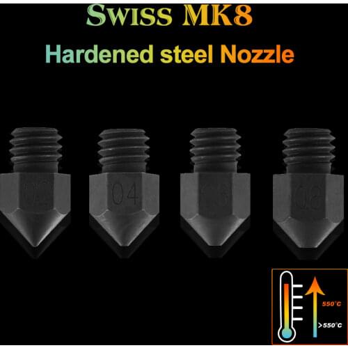 1PCS High Quality Swiss MK8 Hardened Steel Nozzle 1.75mm Filament M6 Thread 3D Printer Parts For J-Head Hotend Ender3 3D Printer