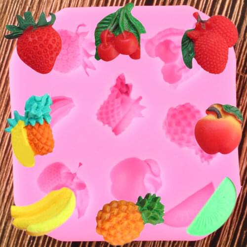 3D Fruit Strawberry Apple Banana Silicone Molds Fondant Chocolate Mould Cake Decorating Tools Candy Polymer Clay Resin Moulds