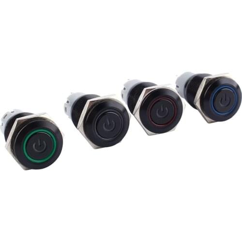 4 Colors Car 16mm 12V 3A LED Light Lamp Button Toggle Switch Black Metal Plug for Car SUV truck conversion Van RV Boat Yatch