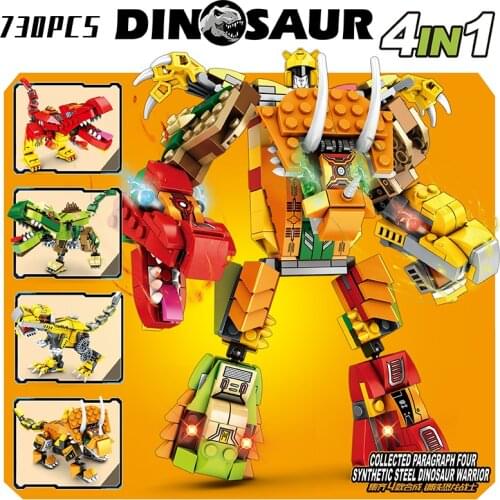 4in1 Jurassic Dino world Tyrannosaurus Rex Velociraptor Stegosaurus Mecha Building Kits Bolcks Dinosaur figures kids Toys gifts
