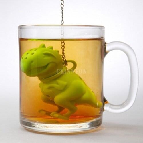 200Pcs/Lot Fashion Dinosaur Tea Filter Tea Strainer Herbal Spice Infuser Filter Diffuser Strainer