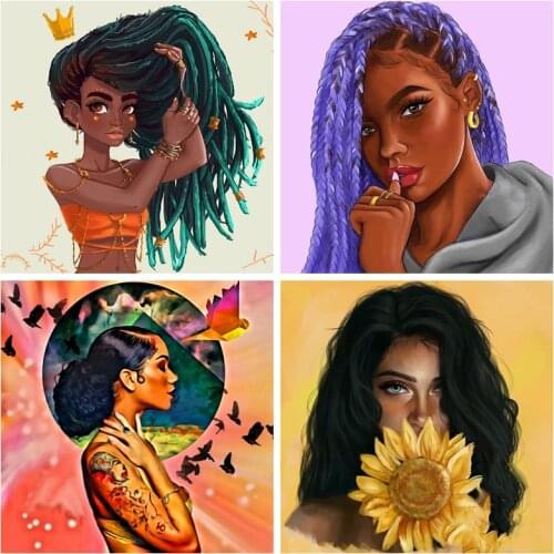 5D DIY Diamond Painting African woman Girls Full Drill diamond Embroidery Cross Stitch Mosaic Kit Home Decoration Christmas gift