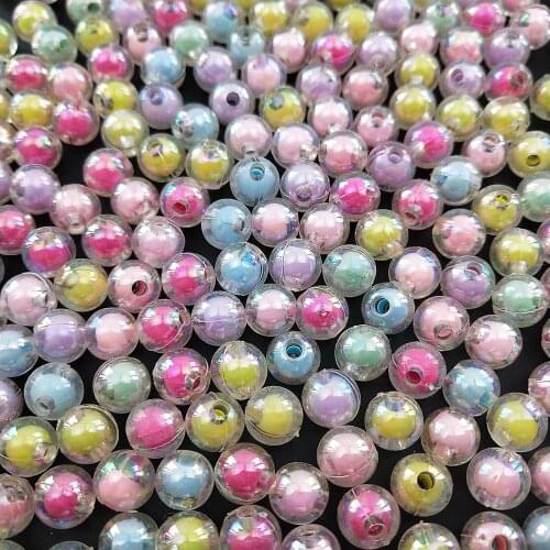 50pcs/8mm Clear Hole Acrylic Beads multicolor Spacer Beads for Children Kids Necklace Bracelet Jewelry Making DIY Cloth Acces