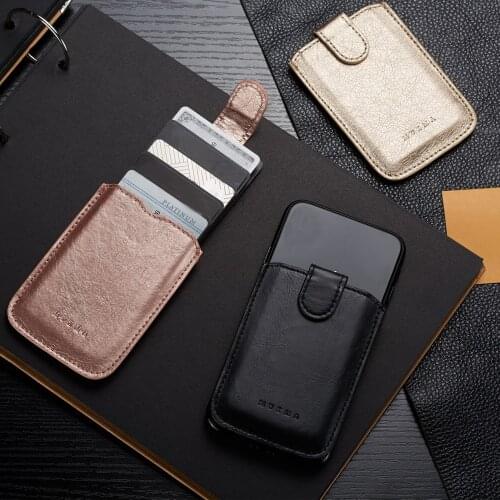 Unisex 5 Card Pockets Phone Sticker Card Sleeves ID Card Holder PU Leather Wallet Cellphone Pocket Simple Adhesive Case Pouch