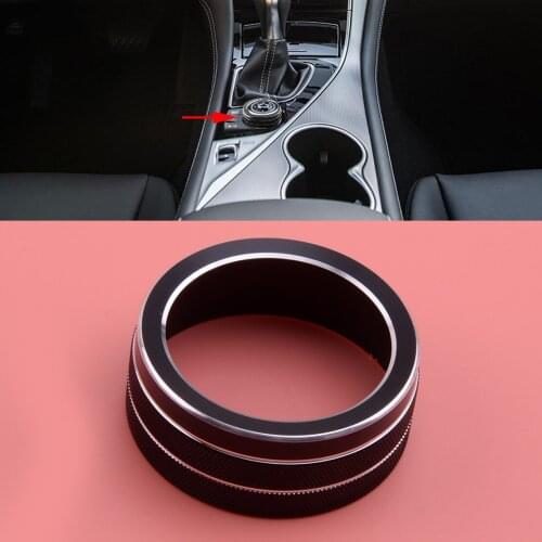 Aluminium Alloy Black Car Interior Multimedia Decoration Ring Knob Cover Fit for Infiniti Q50 2014 2015 2016 2017 2018 2019
