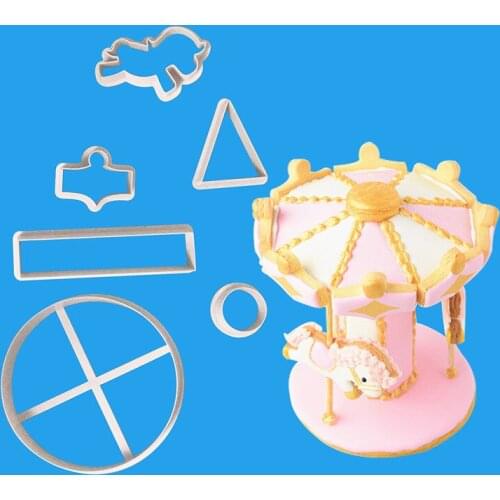 6 Pcs/set Cake Topper Pastry Baking Mold Sugarcraft Carousel Cookie Cutter Fondant Cake Decorating Tools Biscuits Cutter Mold