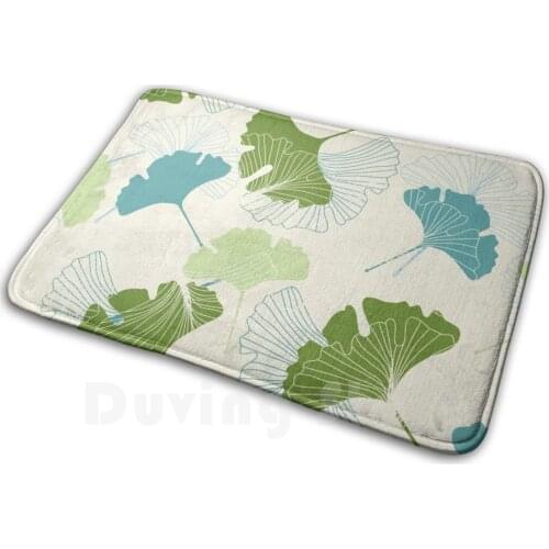 Ginkgo Leaves Carpet 1156 Carpet Leaves Nature Ginkgo Pattern Collection Coordinate Green Blue