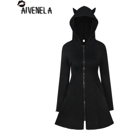 Gothic Girls Sweahsirts Hooded Long Sleeve Punk Girl Outwear Tops AFC1228