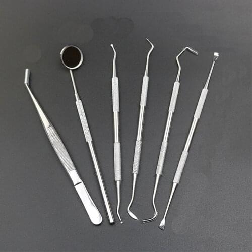 6 pcs/set Dental instrument tools stainless steel Tooth care kit Mouth Mirror Tweezer Probe Instrument Dentist Hygiene Tools Set