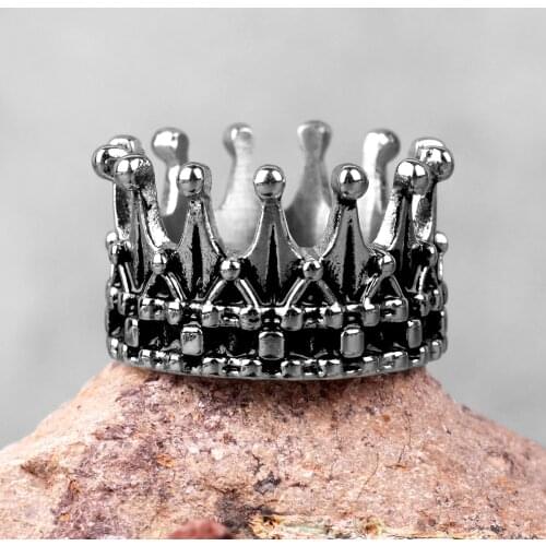 Stainless Steel Men Rings Crown King Queen Punk Rock Hip Hop Vintage for Biker Male Boyfriend Jewelry Creativity Gift Wholesale
