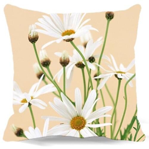 16" 18" 19" 2017 Cotton polyester Natural Flowers Decorative for home car sofa White Chrysanthemum Pattern square Pillow Cases